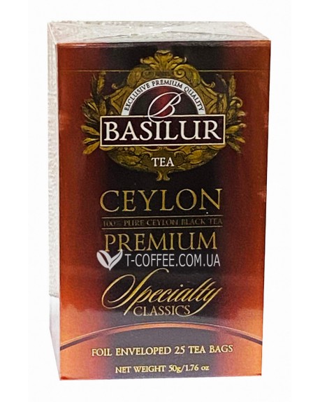 Чай BASILUR Ceylon Premium Цейлонський Преміум - Обрана Класика 25 х 2 г (4792252001053)