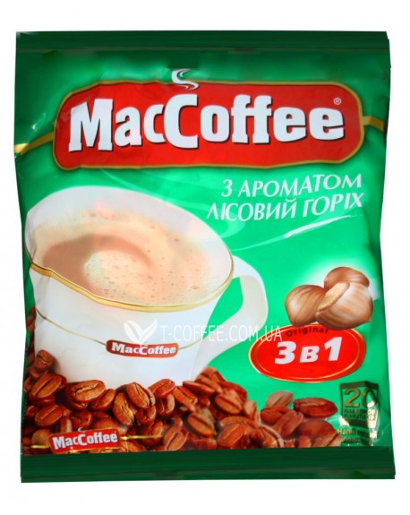 Кава MACCOFFEE 3в1 Hazelnut Лісовий Горіх розчинна 20 х 18 г економ.пак. (8887290109864)