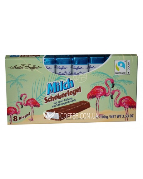 Шоколад MAITRE TRUFFOUT Milch Schokoriegel Flamingo Молочний Фламінго 8 х 12,5 г (9002859104558)