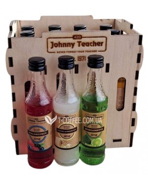 Сироп Johnny Teacher Асорті Подарунковий ящик 12 пляшок по 60 мл.