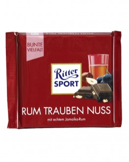 Шоколад RITTER SPORT Rum Trauben Nuss Молочний Ром Родзинки Фундук 100 г