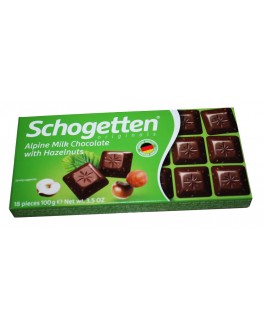 Шоколад SCHOGETTEN Alpine Milk Chocolate with Hazelnuts Молочний Альпійський з Фундуком 100 г (4000607851001)