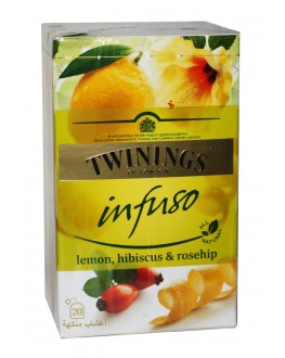 Чай TWININGS Infuso Lemon Hibiscus Rosehip Лимон Гібіскус Шипшина 20 х 2 г (070177177669)