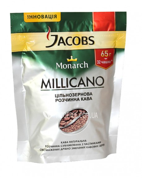 Кава JACOBS Monarch Millicano цільнозернова розчинна 65 г економ. пак.