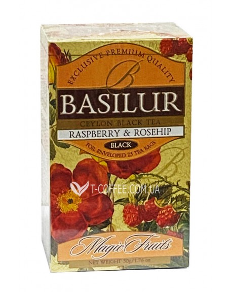 Чай BASILUR Raspberry Rosehip Малина Шипшина - Чарівні Фрукти 25 х 2 г (4792252001084)
