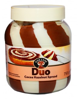 Шоколадно-горіхова паста OAK LANE Duo Cocoa Huzelnut Spread 750 г скл. б. (5051701066999)