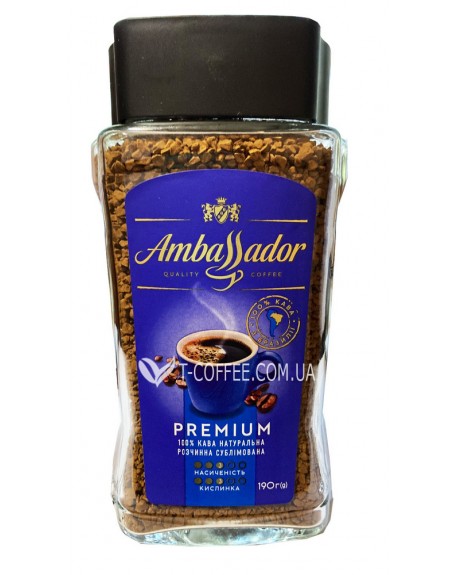 Кава AMBASSADOR Premium розчинна 190 г скл.б.