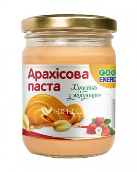 Арахісова паста GOOD ENERGY Crunch Полуниця 250 г (4820175571718)