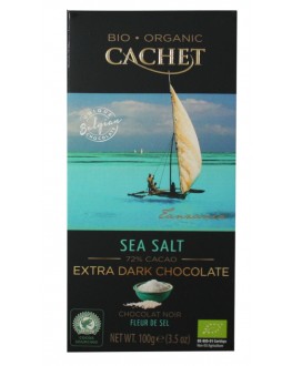 Шоколад CACHET Bio Organic Extra Dark Chocolate Sea Salt Екстра Чорний Сіль 72% какао 100 г (5412956213437)