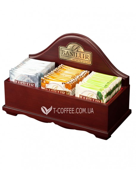 Скринька для чаю відкрита BASILUR Wooden Boxes 3 відділення