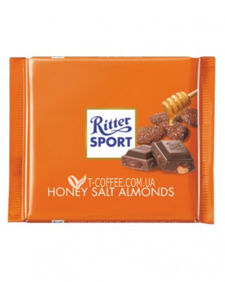 Шоколад RITTER SPORT Honey Salt Almonds Молочний Мед Сіль Мигдаль 100 г