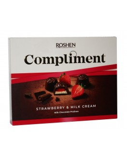 Цукерки ROSHEN Compliment Strawberry Milk Сream 123 г в коробці (4823077629433)