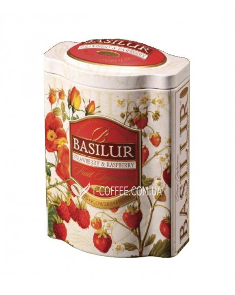 Чай BASILUR Strawberry Raspberry Полуниця Малина - Фруктові Коктейлі 100 г ж/б (4792252918054)