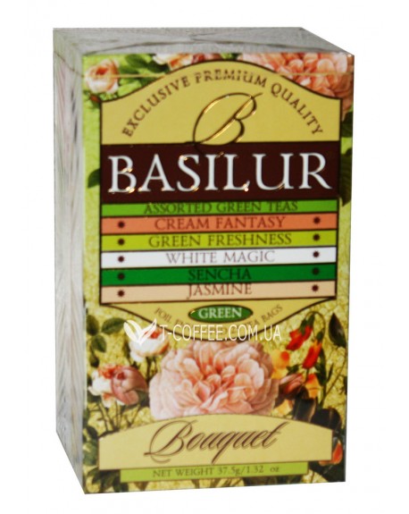 Чай BASILUR Assorted Green Tea Асорті - Букет 25 х 1,32 г (4792252001121)