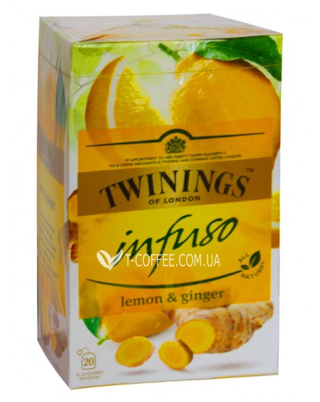 Чай TWININGS Infuso Lemon Ginger Лимон Імбир 20 х 1,5 г (070177177669)