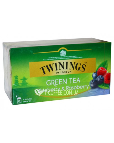 Чай TWININGS Green Tea Blueberry Raspberry Зелений Чорниця Малина 25 х 1,6 г (070177173371)