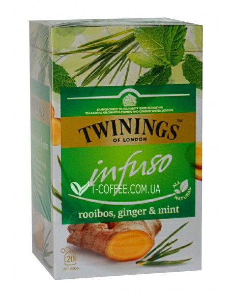 Чай TWININGS Infuso Rooibos Ginger Mint Ройбуш Імбир М’ята 20 х 2 г (070177177713)