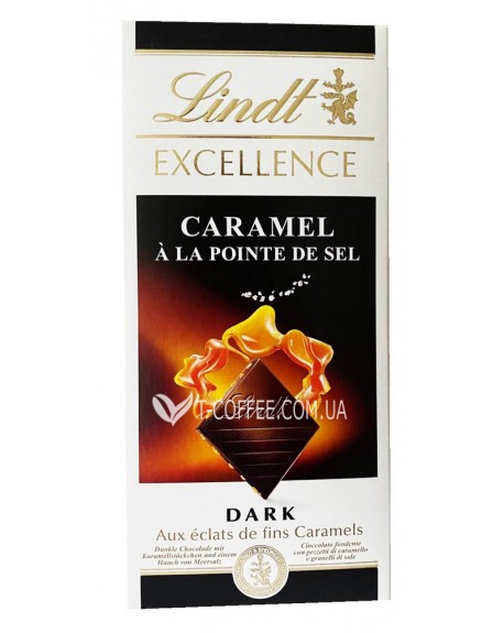 Шоколад LINDT Excellence Dark Chocolate Caramel Sea Salt Чорний Карамель Сіль 100 г (3046920027281)