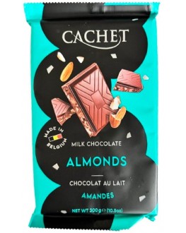 Шоколад CACHET Milk Chocolate Almonds Молочний Мигдаль 300 г (5412956216421)
