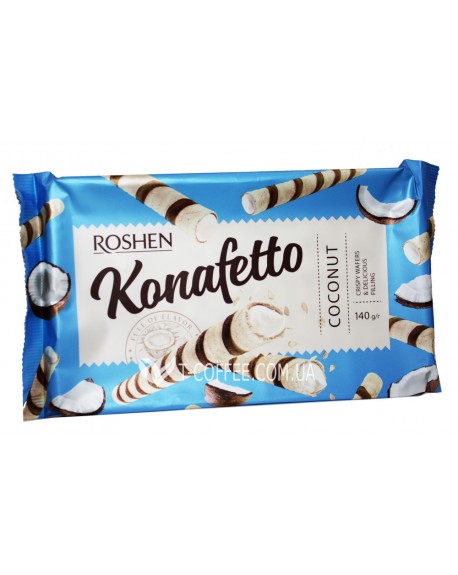 Вафельні трубочки ROSHEN Konafetto Coconut Кокос 140 г (4823077631856)