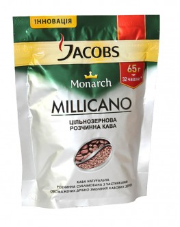 Кава JACOBS Monarch Millicano цільнозернова розчинна 65 г економ. пак.