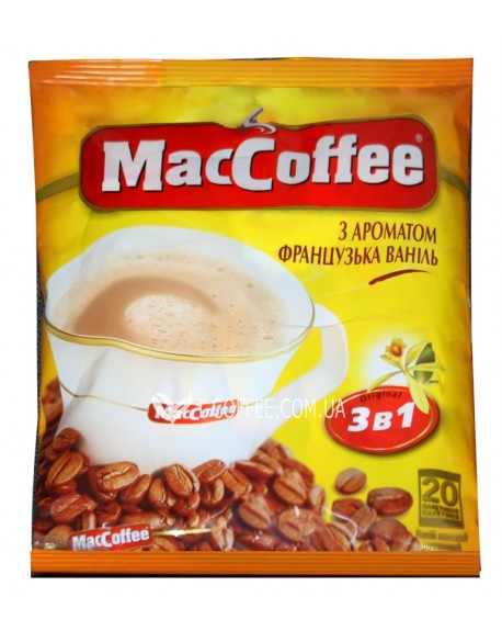 Кава MACCOFFEE 3в1 French Vanilla Французька Ваніль розчинна 20 х 18 г економ.пак. (8887290109871)
