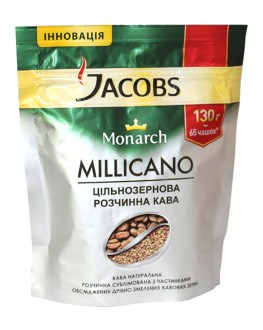 Кава JACOBS Monarch Millicano цільнозернова розчинна 130 г економ. пак.