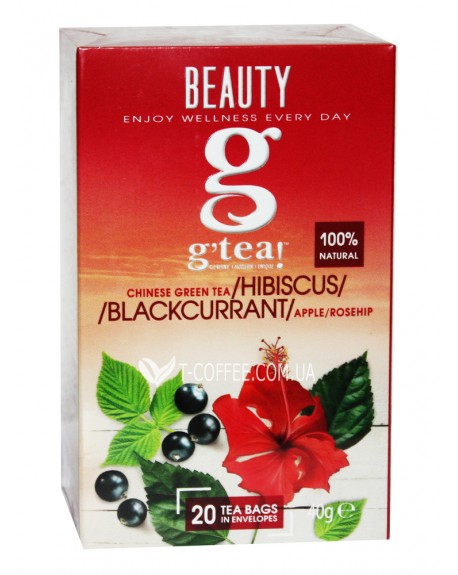 Чай GRACE! Green Tea Hibiscus Blackcurrant Зелений чай Гібіскус Чорна смородина - Wellness 20 х 2 г (5060207695855)