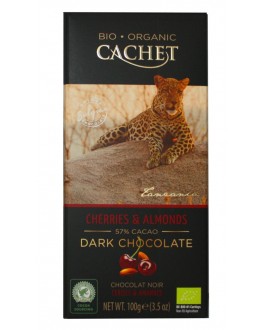 Шоколад CACHET Bio Organic Dark Chocolate Cherries Almonds Чорний Вишня Мигдаль 100 г (5412956213451)