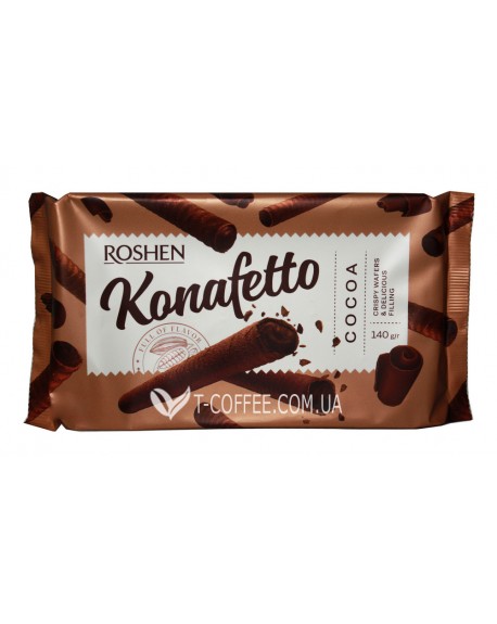 Вафельні трубочки ROSHEN Konafetto Cocoa Какао 140 г (4823077633034)
