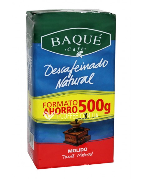 Кава CAFE BAQUE Descafeinado Natural без кофеїну мелена 500 г (8410684243709)